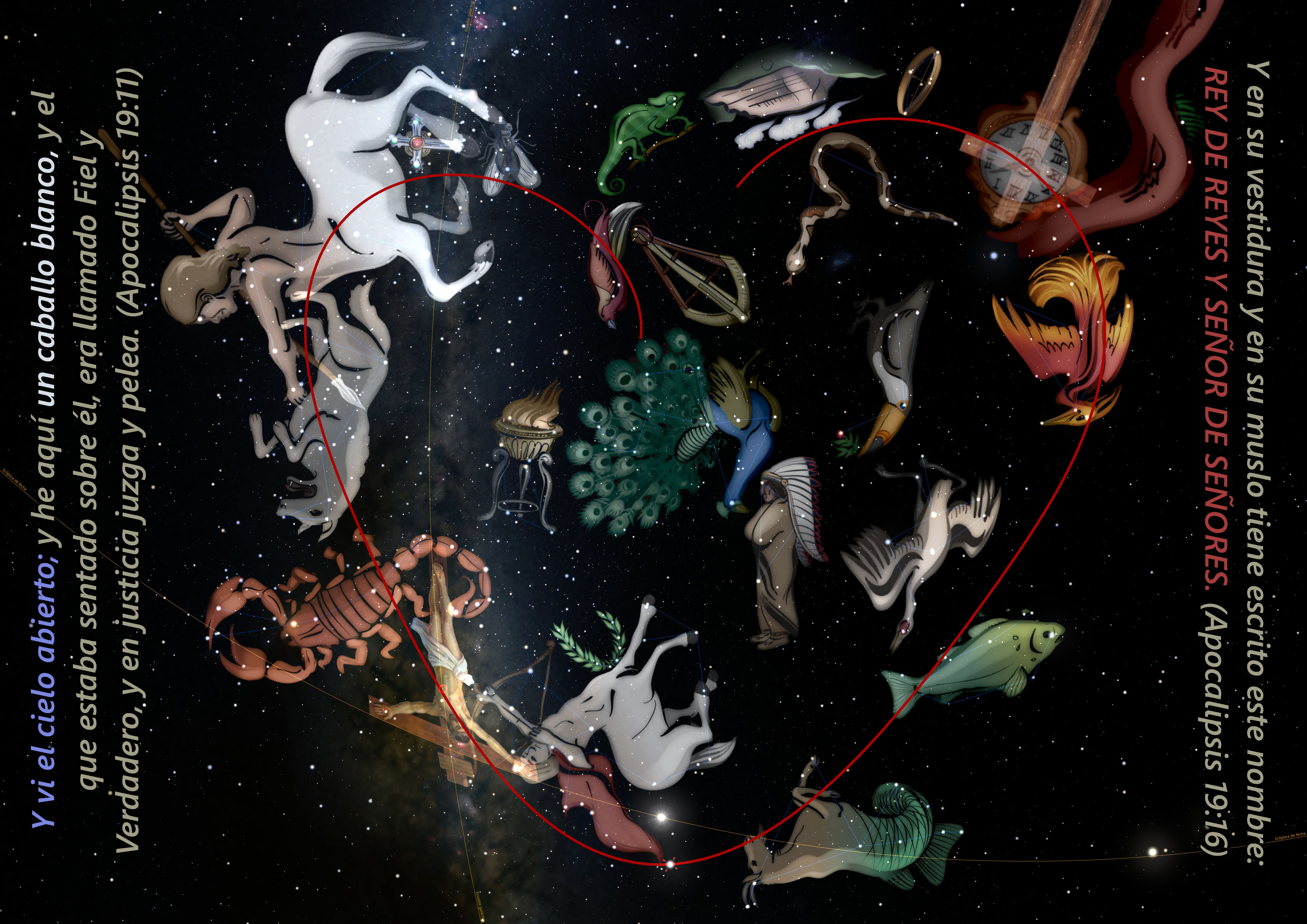A cosmic scene showing a distant galaxy with swirling arms of stars and dust, punctuated by a brightly glowing heart-shaped trail of light, near a black hole, set against a backdrop filled with numerous stars and smaller celestial bodies.